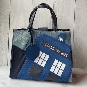 Loungefly Blue and Black TARDIS Tote Bag